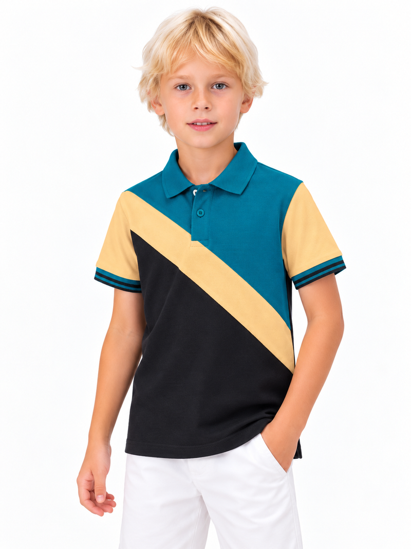 HB Summer P.Q Polo Shirt For Kids Teal, Yellow- hb06