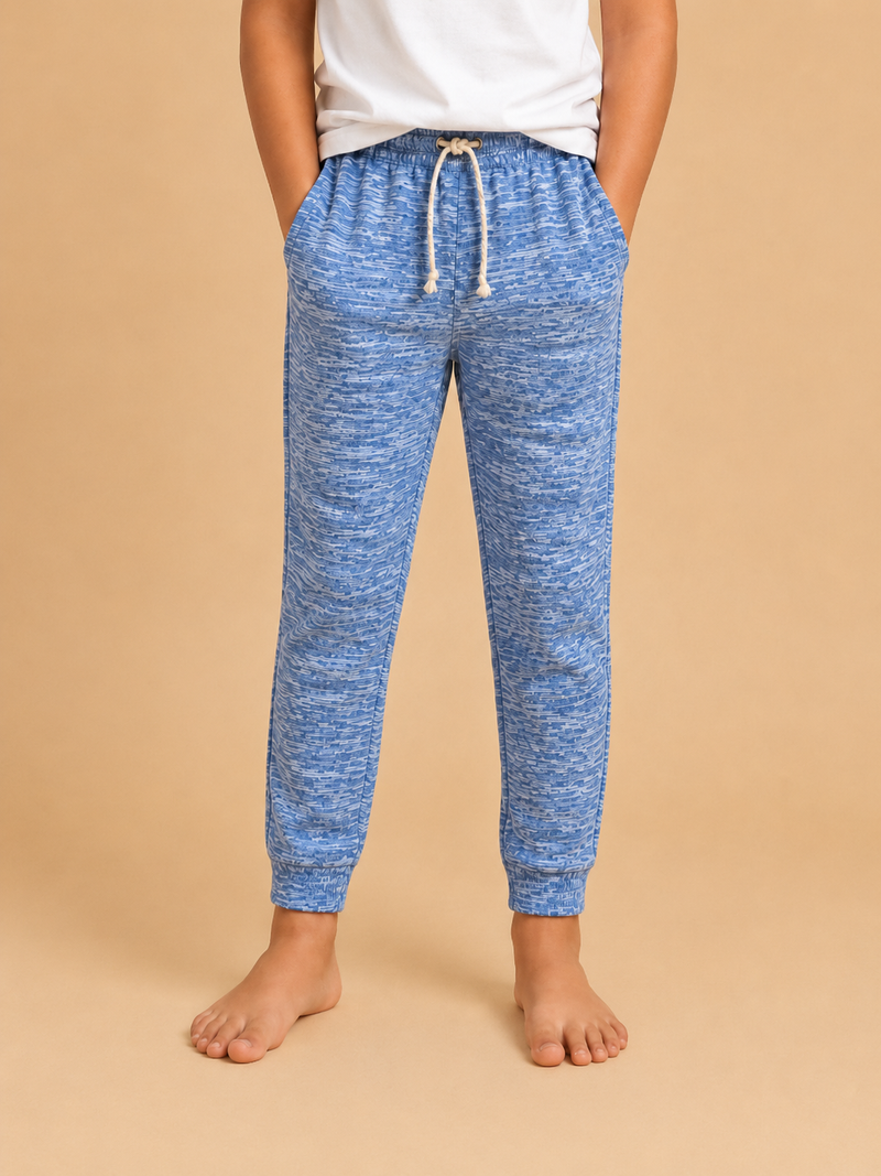 Kids Blue Melange Jogger Pants – Soft & Comfortable Casual Wear na17