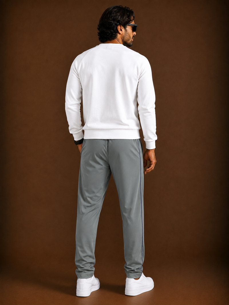 Stylish Regular Fit Both Season Trouser For Men dark salad grey with navy stripes tr15