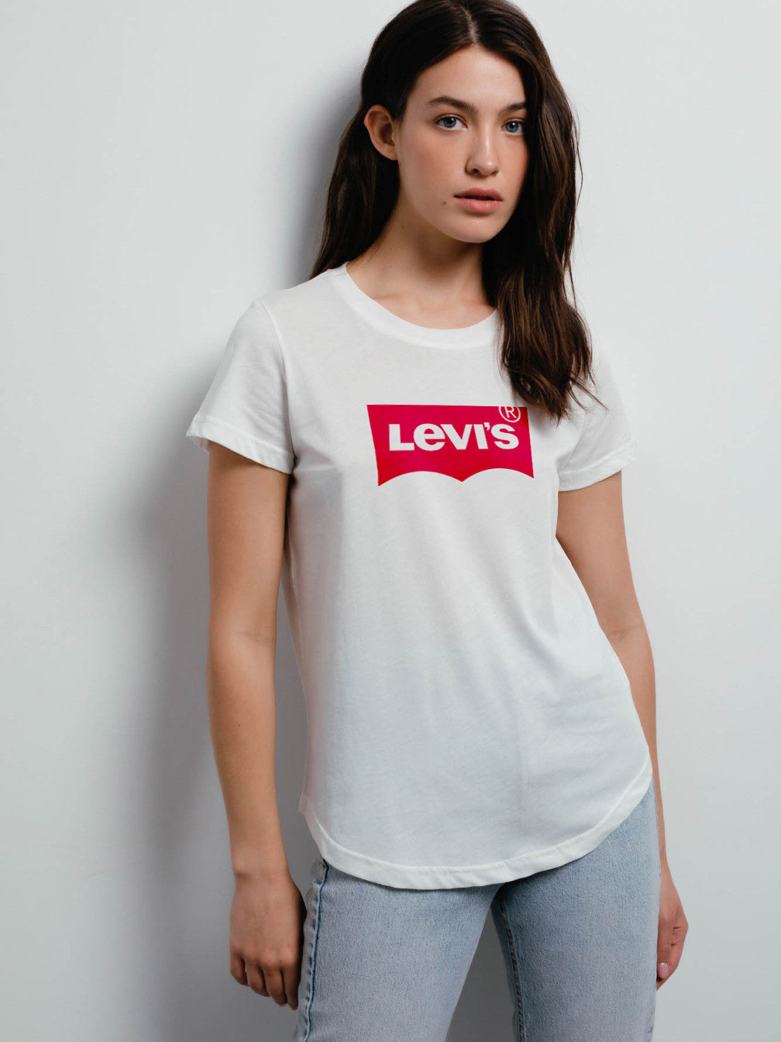 Levi's Viscose Crew Bottom Top For Women-White-BR729