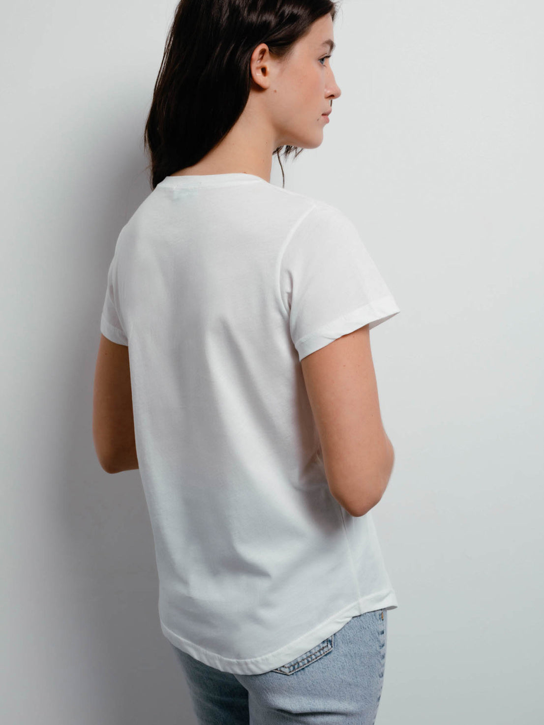 Levi's Viscose Crew Bottom Top For Women-White-BR729