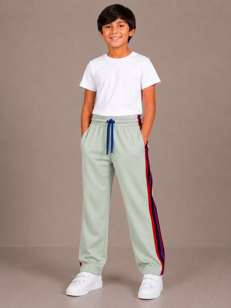 Premium Kids Lycra Trousers ice green with ,Side Stripe p12
