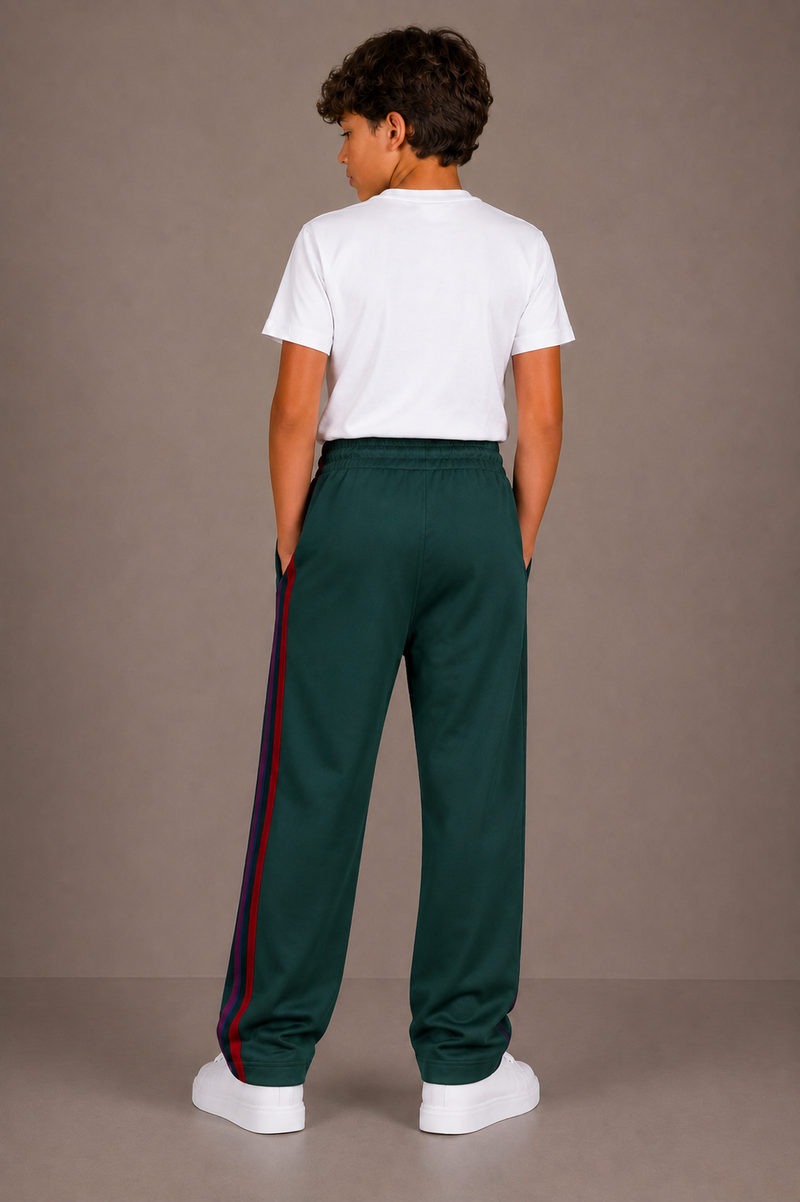 Premium Kids Lycra Trousers Dark Teal Green with ,Side Stripe p13