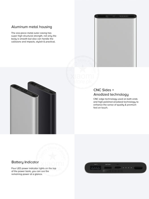 10000mAh Mi Power Bank 3 USB-C 2-Way Fast Charging-Silver-BR14040