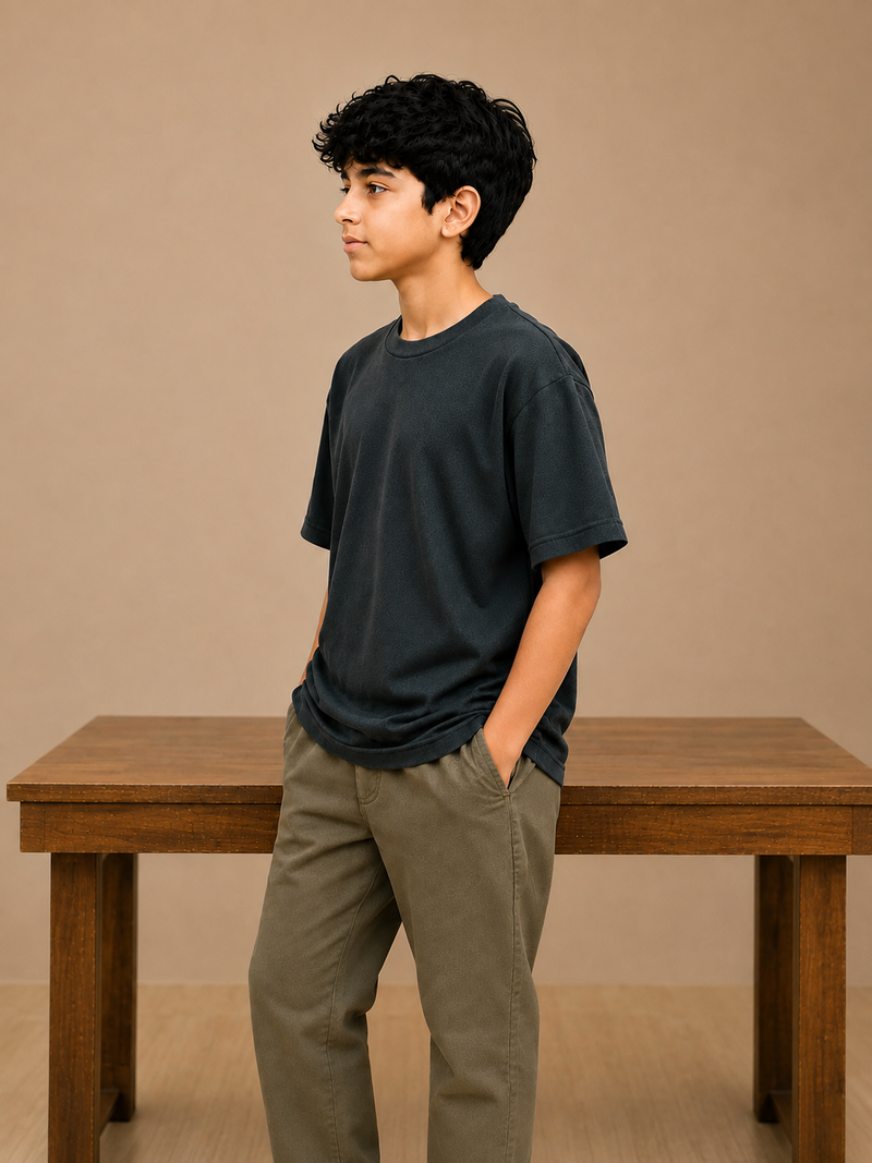 Kids Premium Down Shoulder Oversized T-Shirt – Charcoal hju7