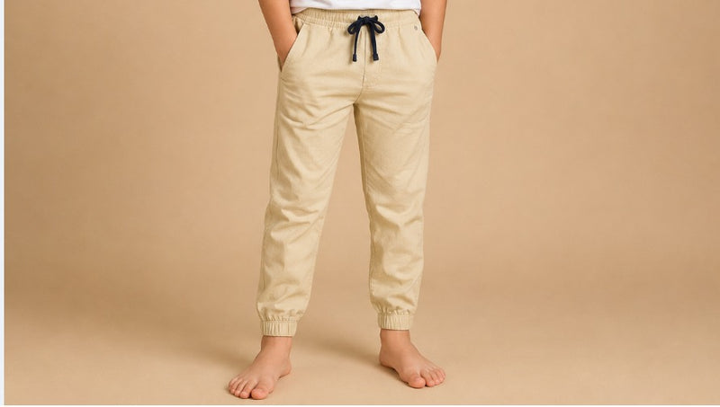 Kids Beige Casual Jogger Pants – Comfortable Everyday Trouser