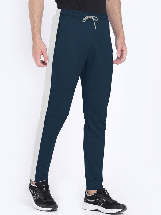 Summer Single Jersey Slim Fit Trouser For Men-Navy With Smoke White Stripe-RT2103