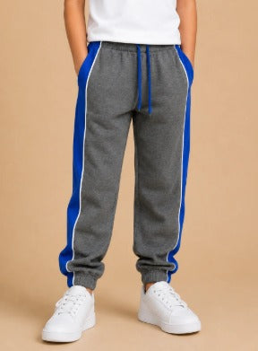 Kids Boys Premium Track Pants – Grey & Royal Blue nj6