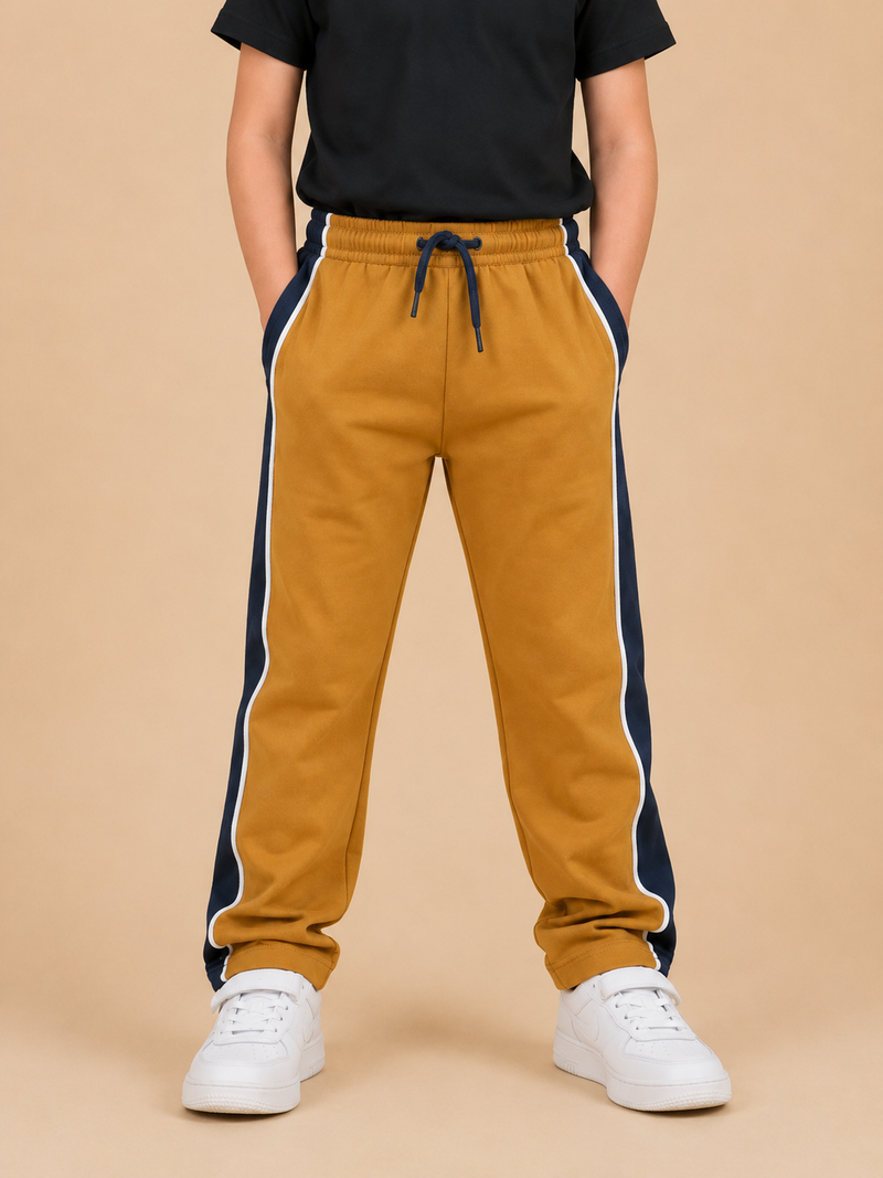 Premium Boys Trouser-  Golden Mustard With Navy -T33