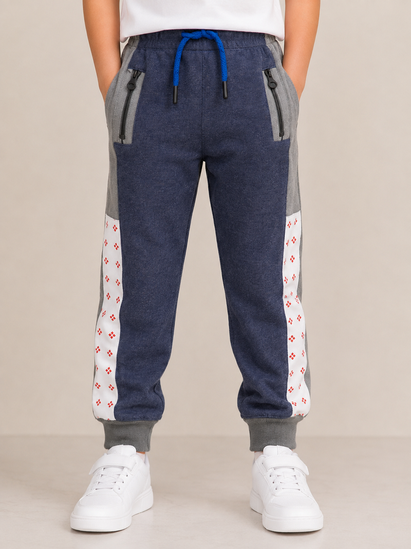 Premium Boys Trouser-Navy Blue Panal Gray-T21