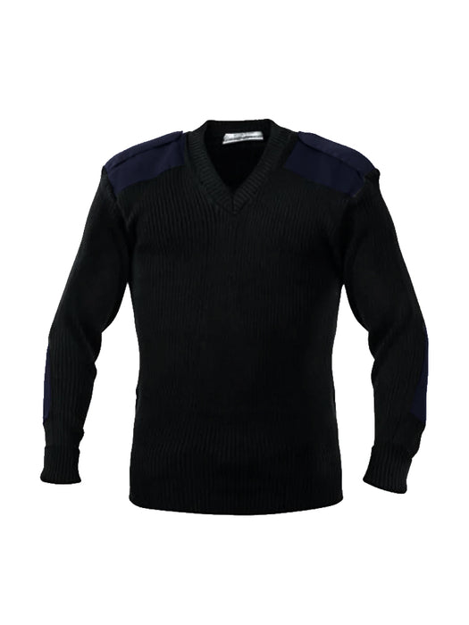 Moni Fashion Stylish V Neck wool Sweater For Men-Black With Navy-AZ76