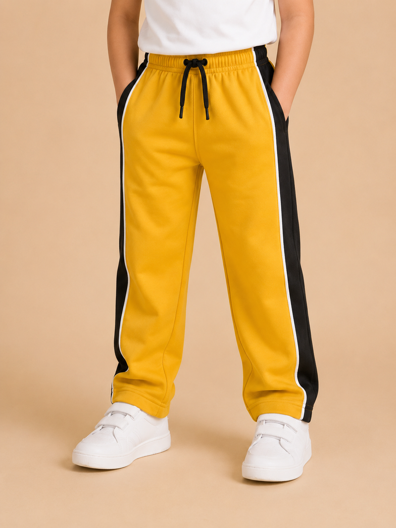 Premium Boys Trouser-Mustard Yellow With Navy -T23