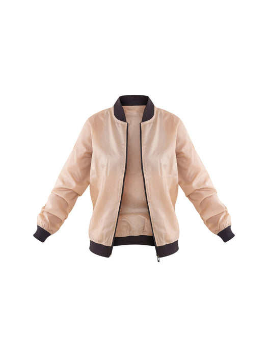 PLT Stone Basic Lightweight Bomber Jacket For Ladies-Beige-SP3268