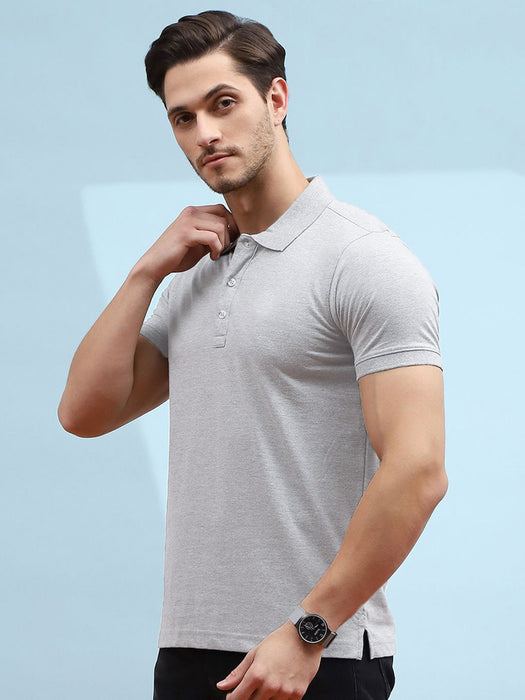 PYPR Summer Solid Polo Shirt For Men-Grey-BR13823