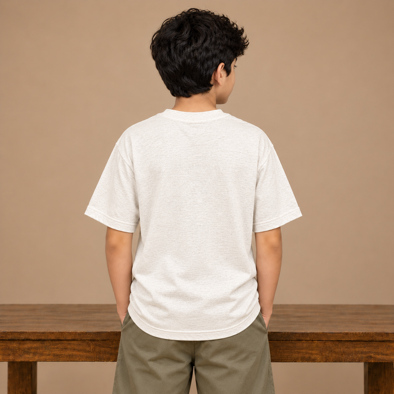 Kids Oversized Drop Shoulder T-Shirt – off-white mélange  na07