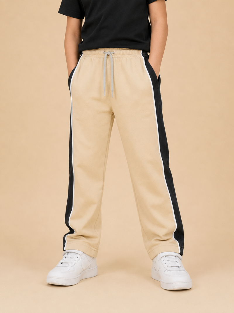 Premium Boys Trouser-  Off-White Cream With Navy -T32