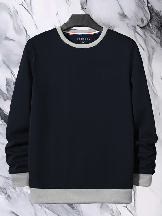 ADS Fleece Funky Style Sweatshirt For Men-Navy with Grey-BR14467