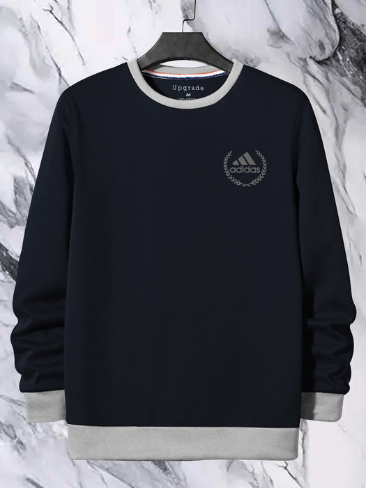 ADS Fleece Funky Style Sweatshirt For Men-Navy with Grey-BR14467