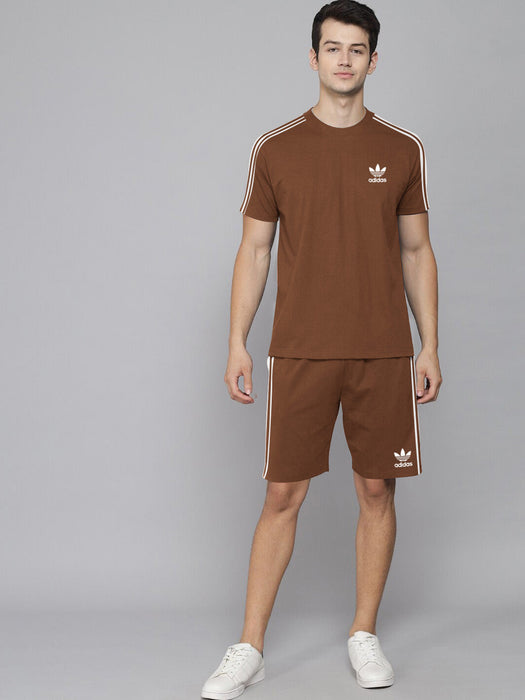 ADS Summer Fashion T-Shirt & Lounge Short Suit For Men-Brown-BE3264/BR15694