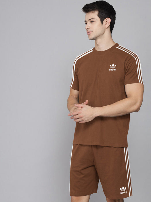 ADS Summer Fashion T-Shirt & Lounge Short Suit For Men-Brown-BE3264/BR15694