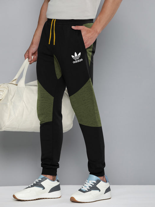 ADS Terry Fleece Jogger Sweatpant For Men-Black with Green Melange Panel-BR14565