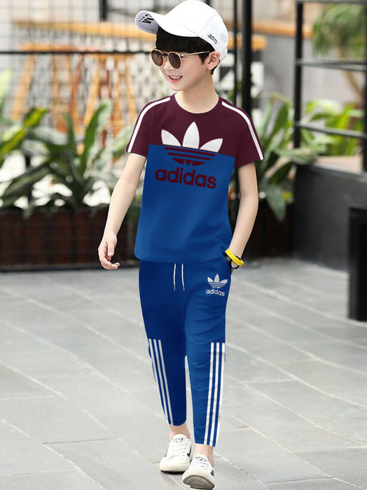 ADS Training Tracksuit For Kids-Maroon & Blue-BR13229