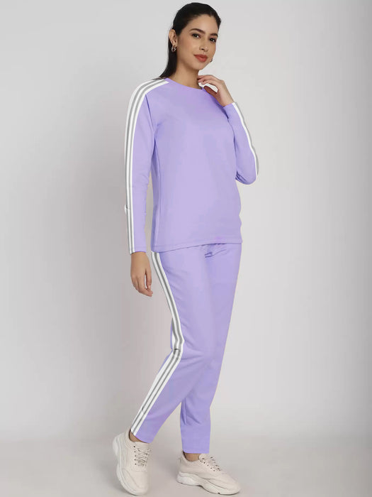 AD Single Jersey Tracksuit For Ladies Light Purple with White Grey S Brandsroots