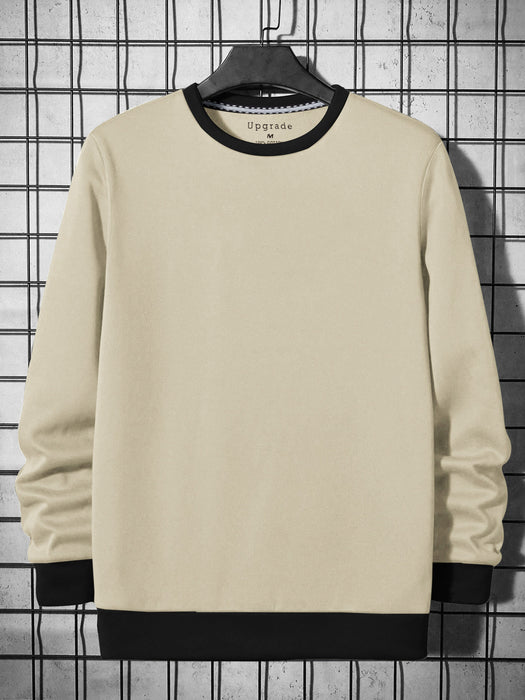 Adidas Fleece Funky Style Sweatshirt For Men-Beige with Black-BR14447