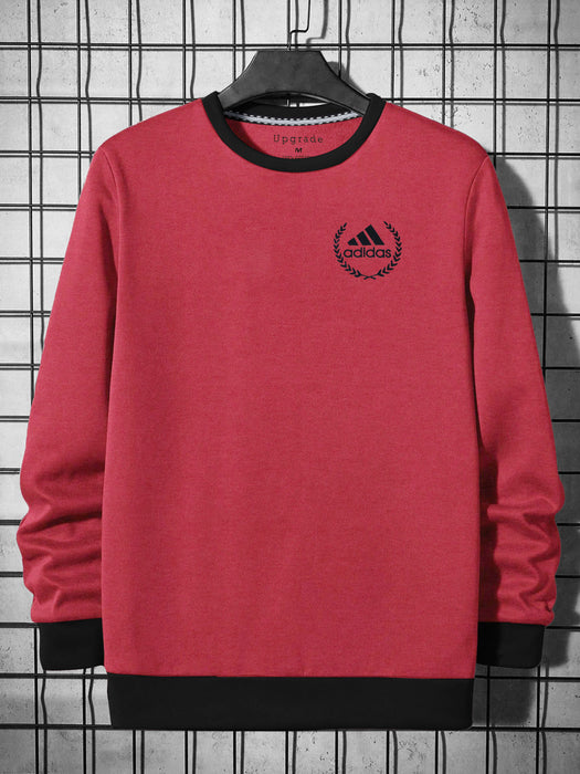 Adidas Fleece Funky Style Sweatshirt For Men-Coral Pink with Black-BR14443