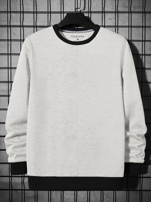 Adidas Fleece Funky Style Sweatshirt For Men-White Melange with Black-BR14449