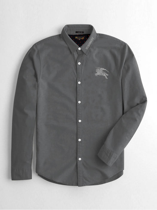 BB Premium Casual Shirt For Men-Dark Grey with Embroidery-BR13646