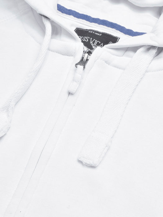 Louis Vicaci Fleece Raglan Sleeve Zipper Hoodie For Men-White-BR999