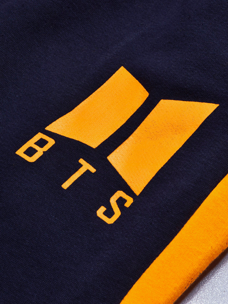 BTS Fleece Tracksuit For Kids-Dark Navy & Orange Panels-BR1000