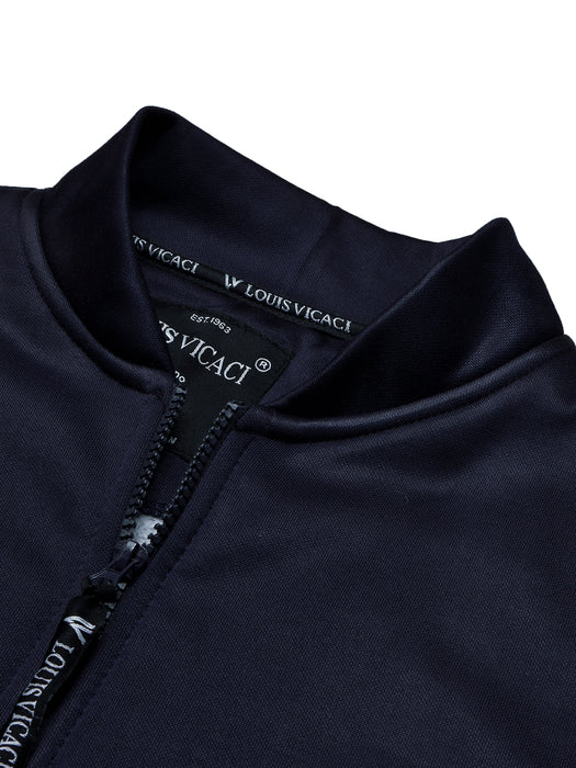 Louis Vicaci Stylish Zipper Mock Neck For Men-Dark Navy-BR1049