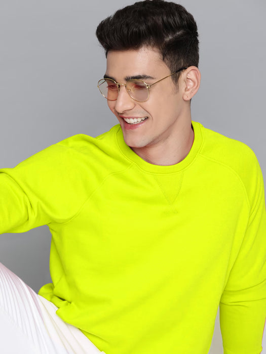 PPR Fleece Raglan Sleeve Sweatshirt For Men-Lime Green-BR1061