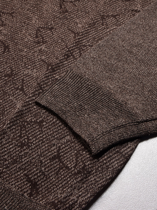 Louis Vicaci Full Sleeve Wool Sweater For Men-Brown Melange-BR1068
