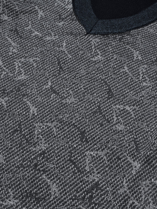 Louis Vicaci Full Sleeve Wool Sweatshirt For Men-Navy Melange with Print-BR1078