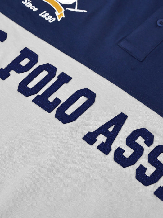U.S Polo Assn. Long Sleeve Polo Shirt For Men-Blue & Grey-BR1118