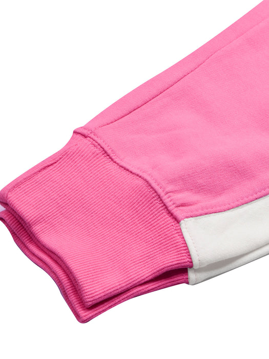 16Sixty Fleece Zipper Tracksuit For Men-Pink with White Panels-BR873