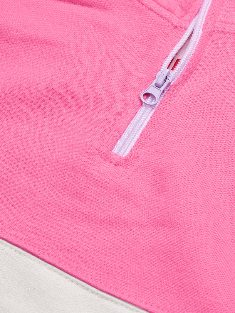 16Sixty Fleece Zipper Tracksuit For Women-Pink with White Panels-BE2141/BR14254
