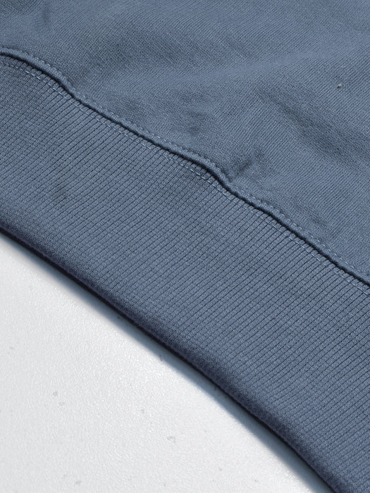 16Sixty Fleece Zipper Tracksuit For Men-Slate Blue with White Panels-BR876
