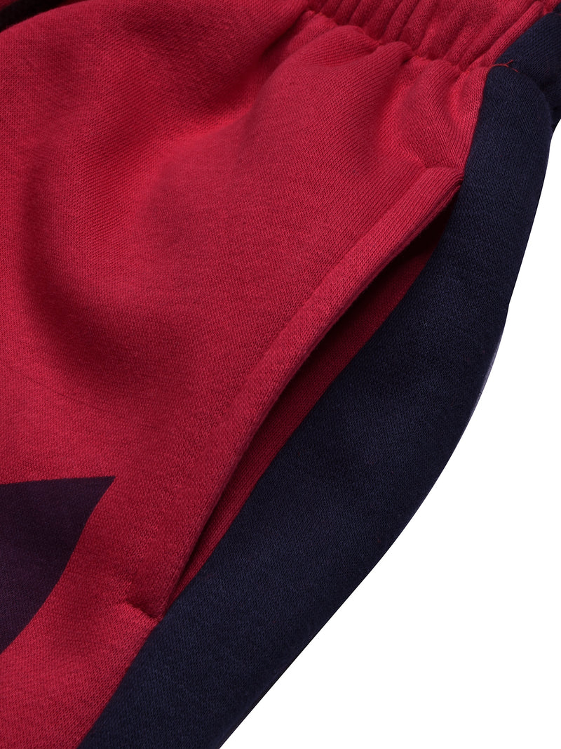 BTS Fleece Tracksuit For Kids-Dark Red with Navy Panels-BR879