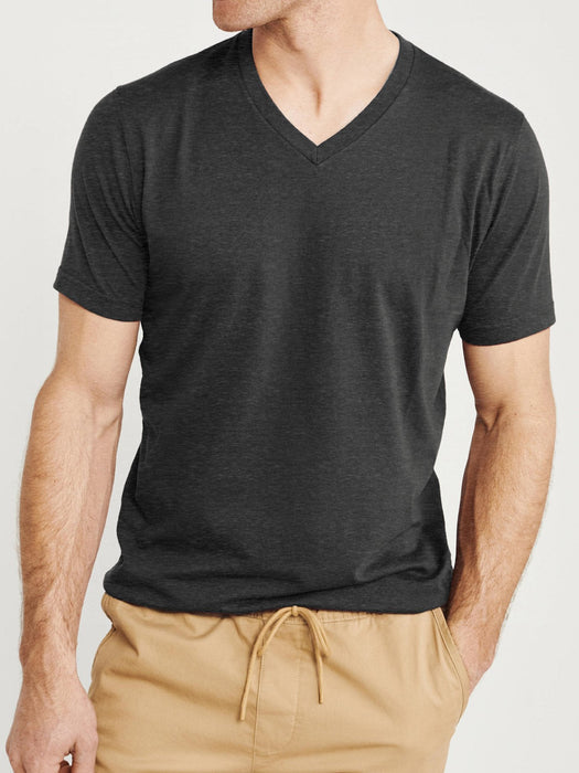 BH Single Jersey V Neck T-Shirt For Men-Charcoal Melange-BR13926