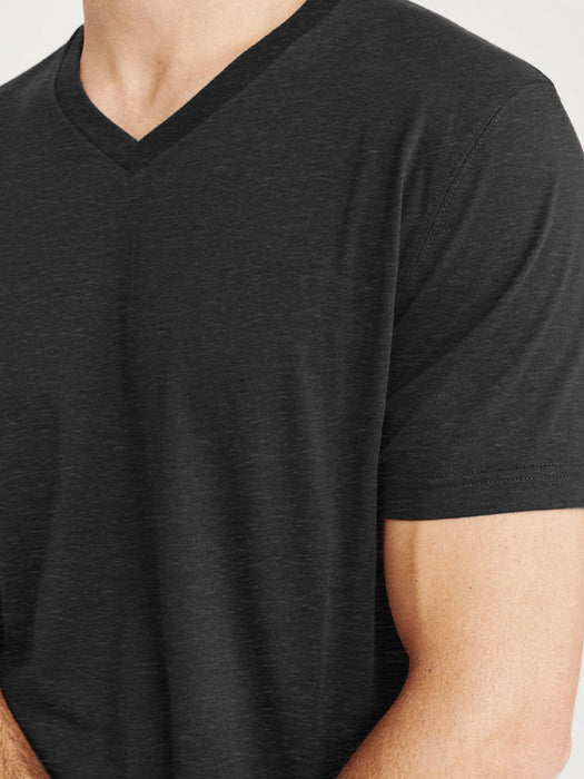 BH Single Jersey V Neck T-Shirt For Men-Charcoal Melange-BR13926