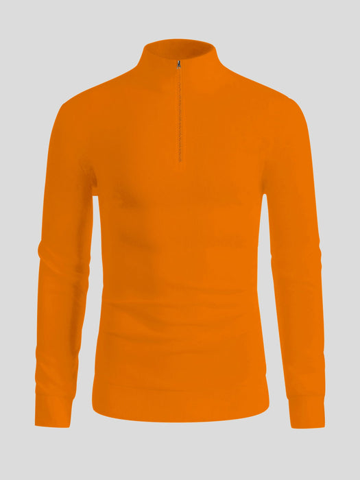 PPR Fleece Stylish 1/4 Zipper Mock Neck For Men-Orange-BR1058