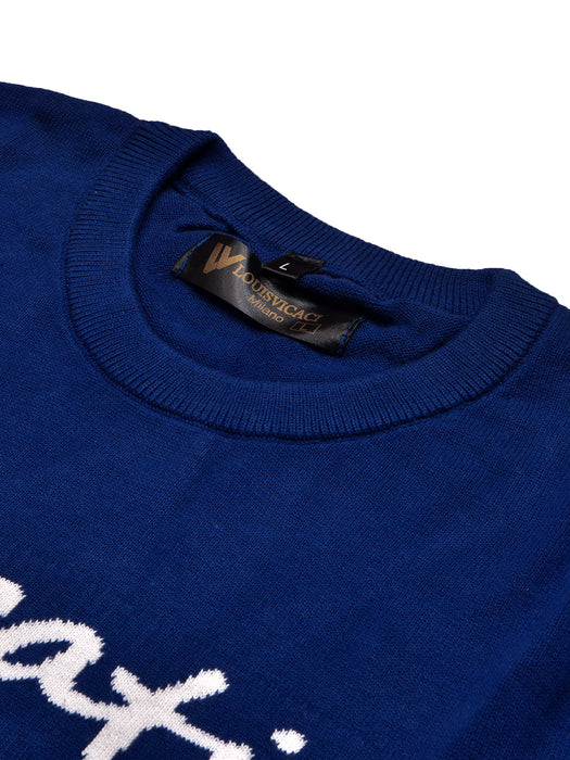 Louis Vicaci Full Sleeve Wool Sweatshirt For Men-Dark Blue-BR1033