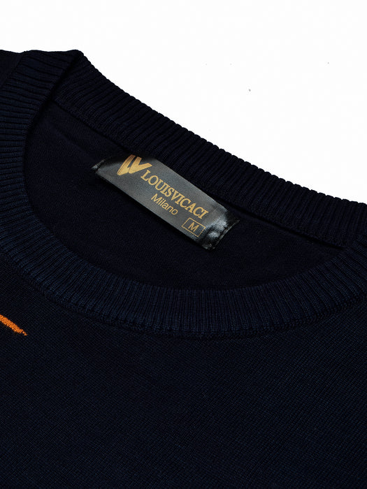 Louis Vicaci Full Sleeve Wool Sweatshirt For Men-Dark Navy-BR1041