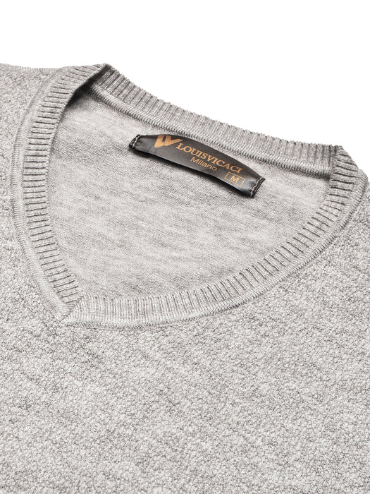 Louis Vicaci Full Sleeve Wool Sweatshirt For Men-Grey Melagne-BR1042