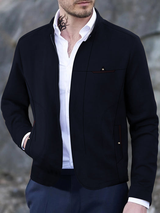 Pauldyar Stylish Suede Coat For Men-Dark Navy-BR1050