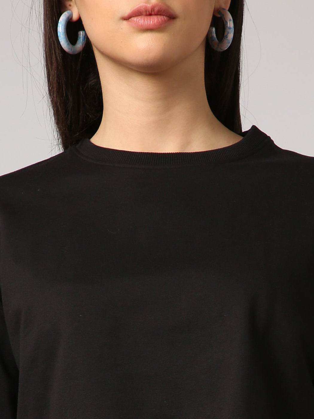 NYC Polo Terry Fleece Sweatshirt For Ladies-Black-BR1096